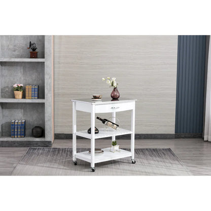 Holland Kitchen Cart With Stainless Steel Top