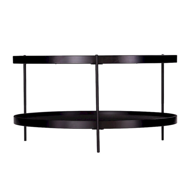 SEI Furniture Vaquero Mid Century Modern Round Wood Grain Two Tier Coffee Table