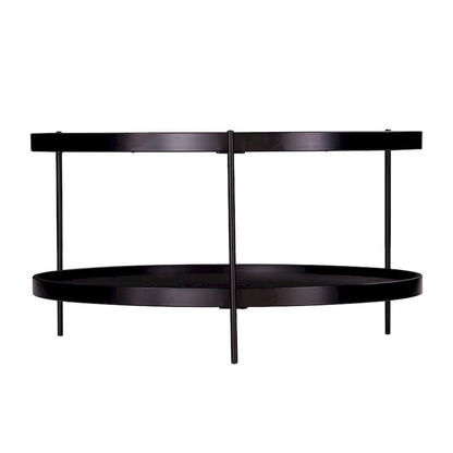 SEI Furniture Vaquero Mid Century Modern Round Wood Grain Two Tier Coffee Table