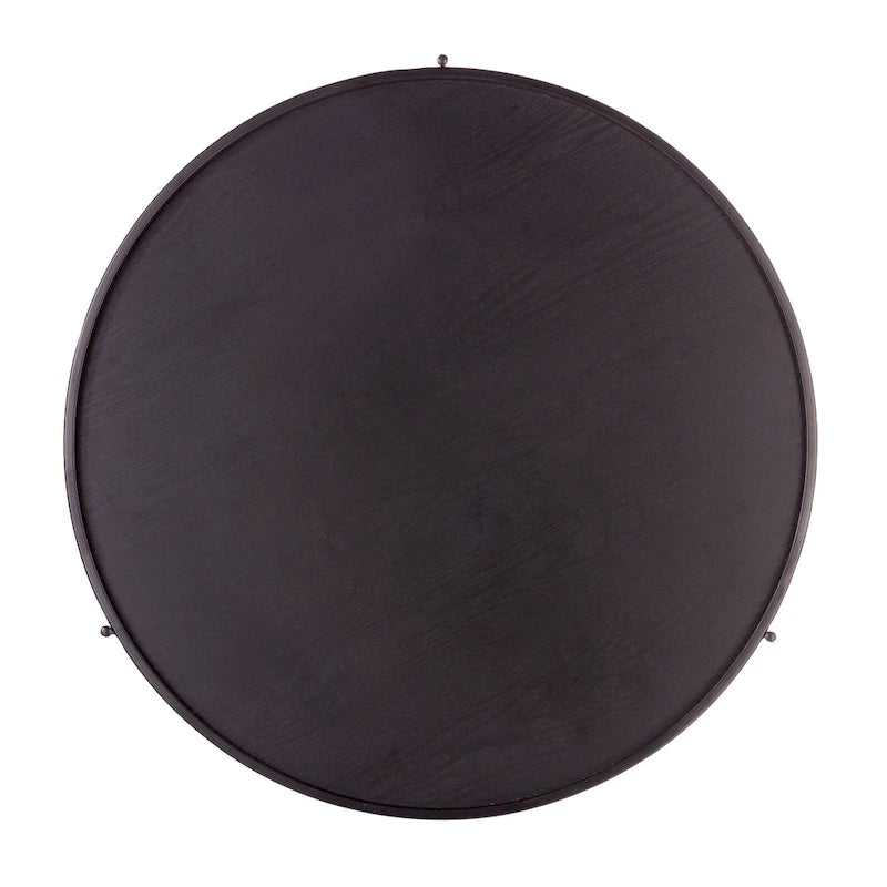 SEI Furniture Vaquero Mid Century Modern Round Wood Grain Two Tier Coffee Table