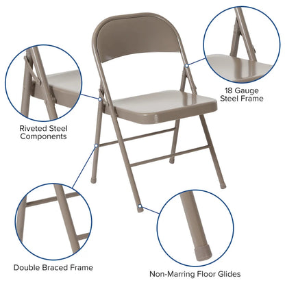 4 Pack Double Braced Metal Folding Chair