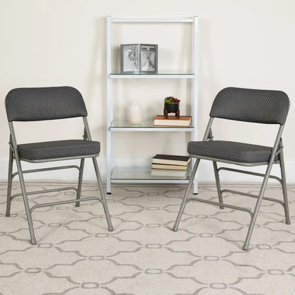 2 Pack Curved Triple Braced & Hinged Fabric Upholstered Metal Folding Chair