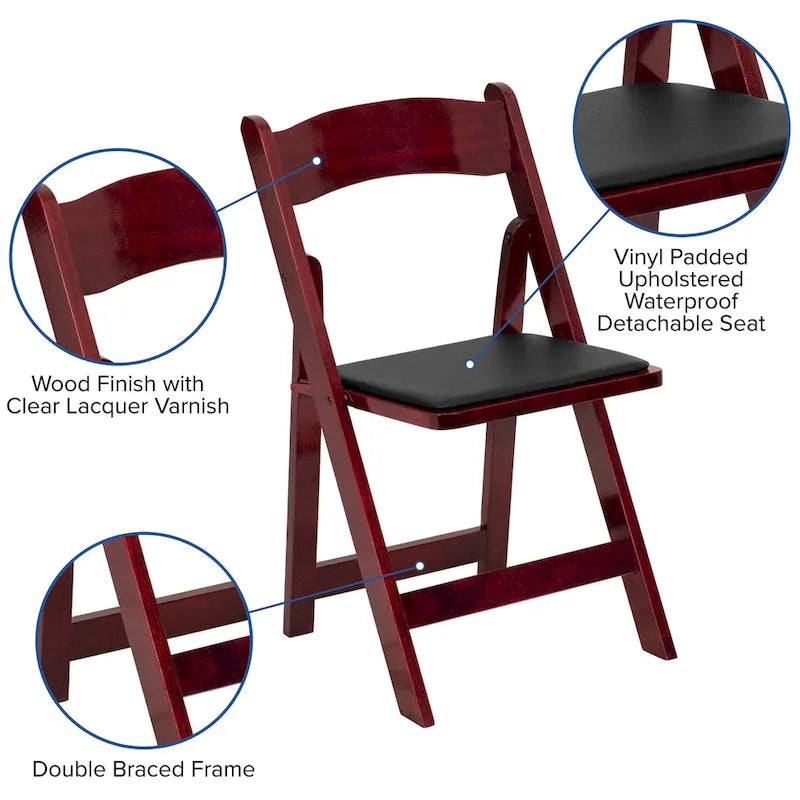 Vinyl-padded Wood Folding Chair (Set of 4)