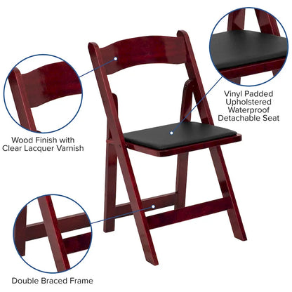 Vinyl-padded Wood Folding Chair (Set of 4)