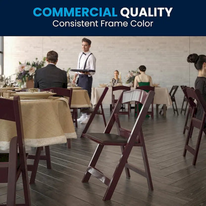 Lightweight Resin Folding Chairs with Vinyl Seats (Set of 4)