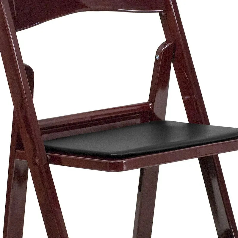 Lightweight Resin Folding Chairs with Vinyl Seats (Set of 4)