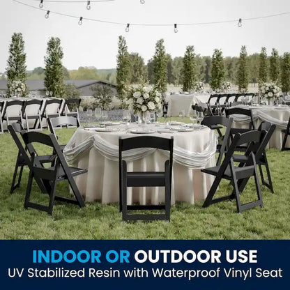 Lightweight Resin Folding Chairs with Vinyl Seats (Set of 4)