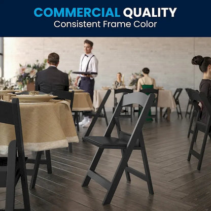Lightweight Resin Folding Chairs with Vinyl Seats (Set of 4)