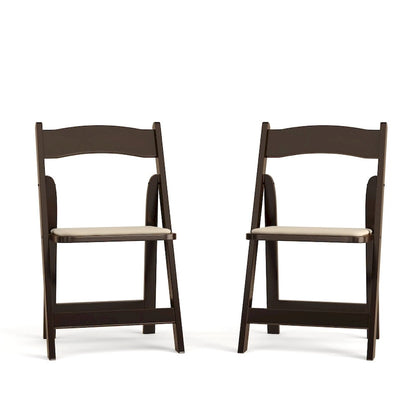 Wood Folding Chair with Vinyl Padded Seat (Set of 2)