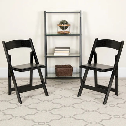 Wood Folding Chair with Vinyl Padded Seat (Set of 2)