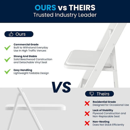 Wood Folding Chair with Vinyl Padded Seat (Set of 2)