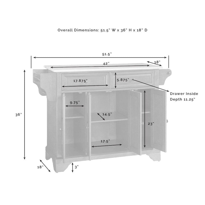 Crosley LaFayette Solid Granite Top Kitchen Island in Classic Cherry Finish - 18d x 51.5w x 36h