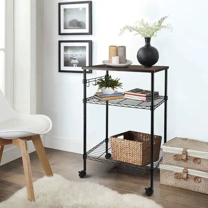 Metal Storage 3-Tier Rolling Kitchen Utility Cart