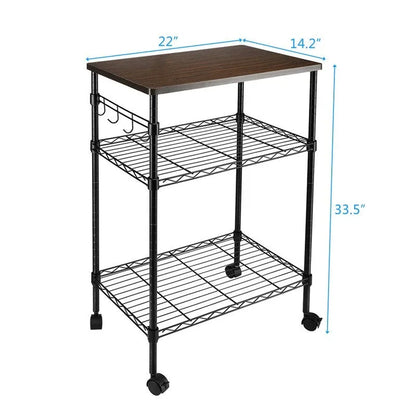 Metal Storage 3-Tier Rolling Kitchen Utility Cart