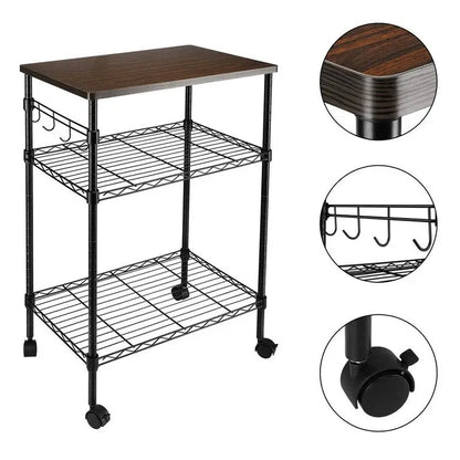 Metal Storage 3-Tier Rolling Kitchen Utility Cart