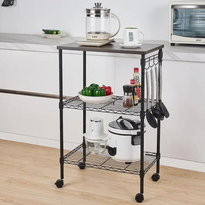 Metal Storage 3-Tier Rolling Kitchen Utility Cart