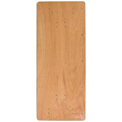 6-Foot Rectangular Wood Folding Banquet Table with Clear Coated Finished Top - 72D x 30W x 30.25H