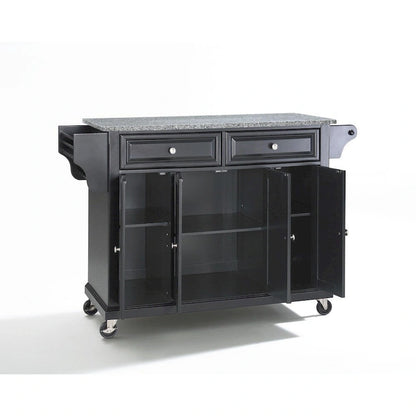 Crosley Black Solid Granite Top Kitchen Cart/Island - 18d x 51.5w x 36h