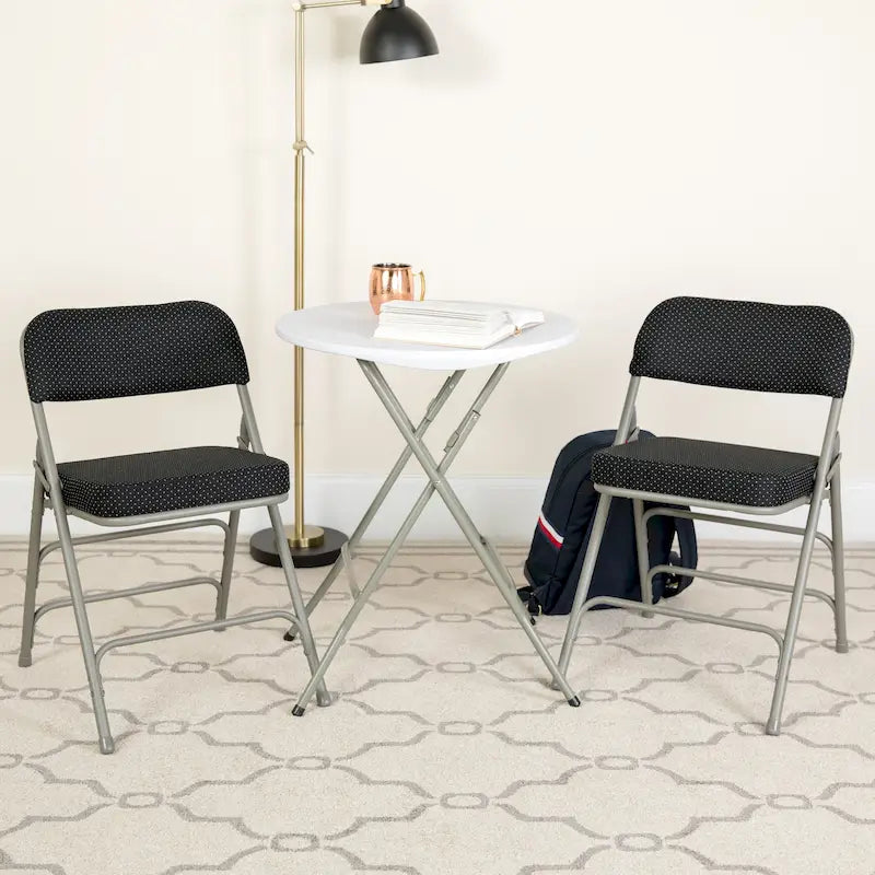 4 Pack Curved Triple Braced & Hinged Fabric Upholstered Metal Folding Chair