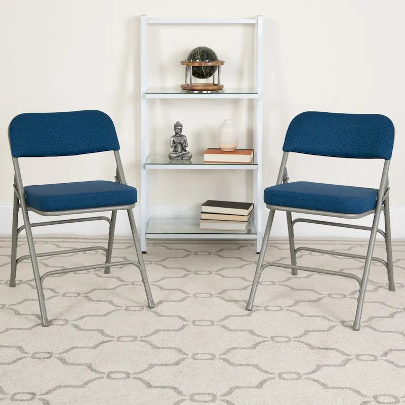 4 Pack Curved Triple Braced & Hinged Fabric Upholstered Metal Folding Chair