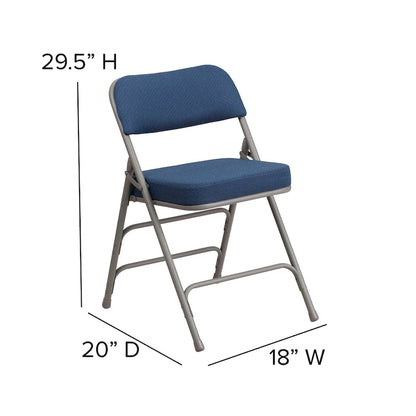 4 Pack Curved Triple Braced & Hinged Fabric Upholstered Metal Folding Chair