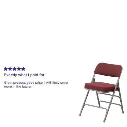 4 Pack Curved Triple Braced & Hinged Fabric Upholstered Metal Folding Chair