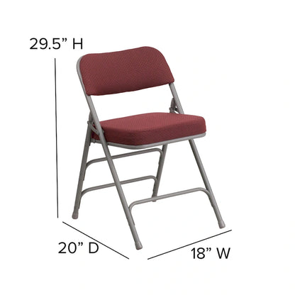 4 Pack Curved Triple Braced & Hinged Fabric Upholstered Metal Folding Chair