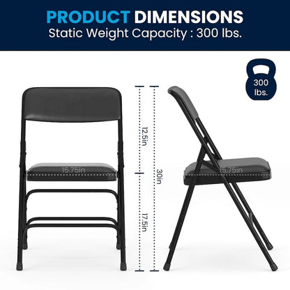 4 Pack Curved Triple Braced & Double Hinged Metal Folding Chair