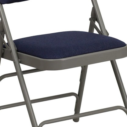 4 Pack Curved Triple Braced & Double Hinged Metal Folding Chair
