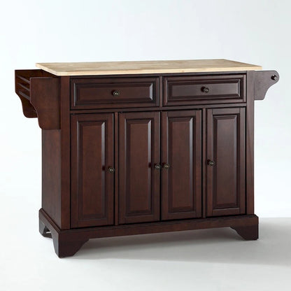 Crosley LaFayette Vintage Mahogany Finish Natural Wood Top Kitchen Island - 51.5W x 18D x 34H
