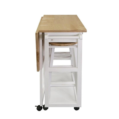 Wooden Breakfast Cart with Drop-Leaf Table, American Maple Top - N/A