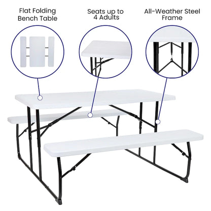 All-In-One Folding Picnic Table and Bench Set - Adult Size, Wood Grain
