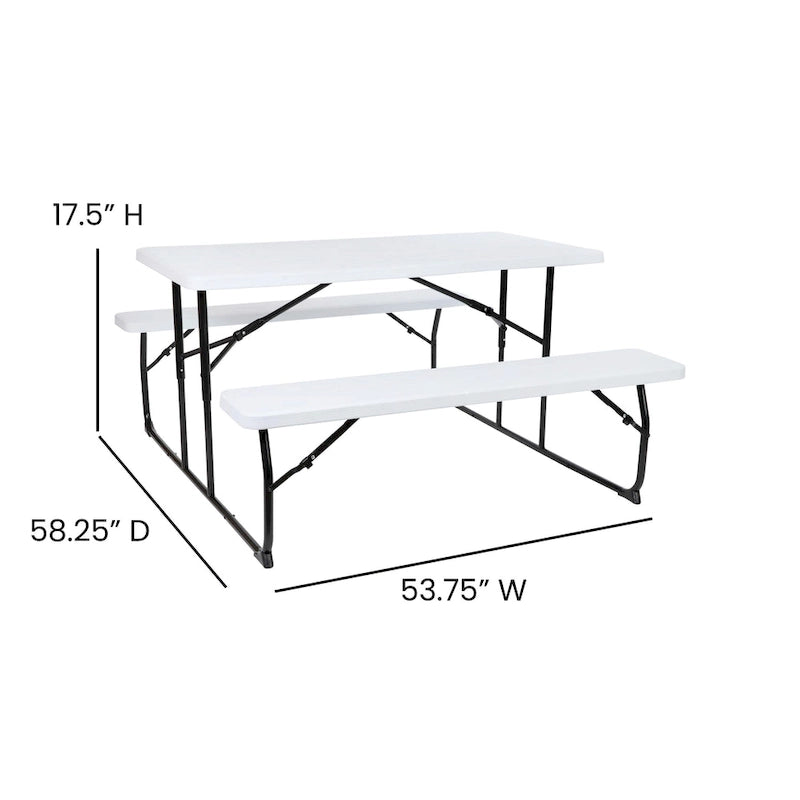 All-In-One Folding Picnic Table and Bench Set - Adult Size, Wood Grain