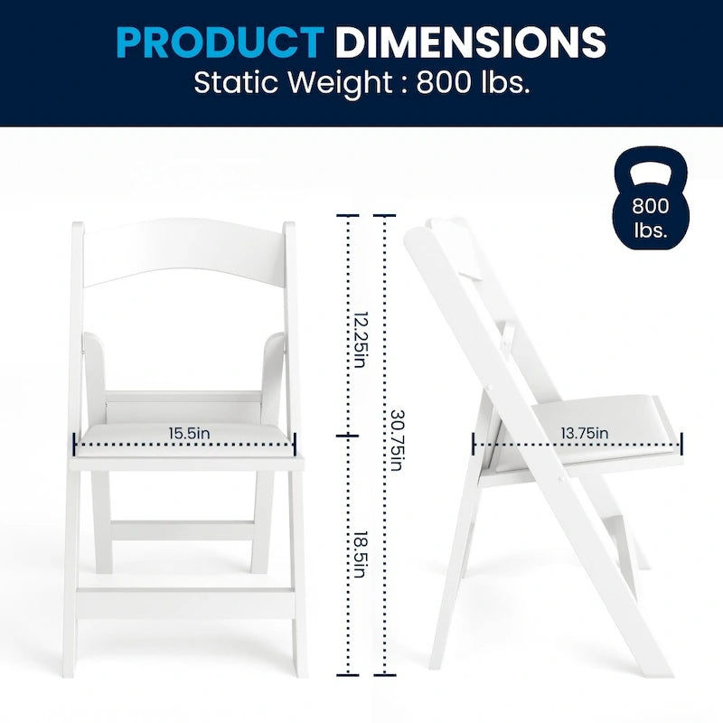 Set of 2 Folding Chairs with Padded Seats - 18D x 17.25W x 30.75H
