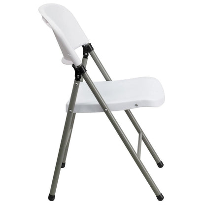 2 PK 330 lb. Capacity Plastic Folding Chair with Charcoal Frame