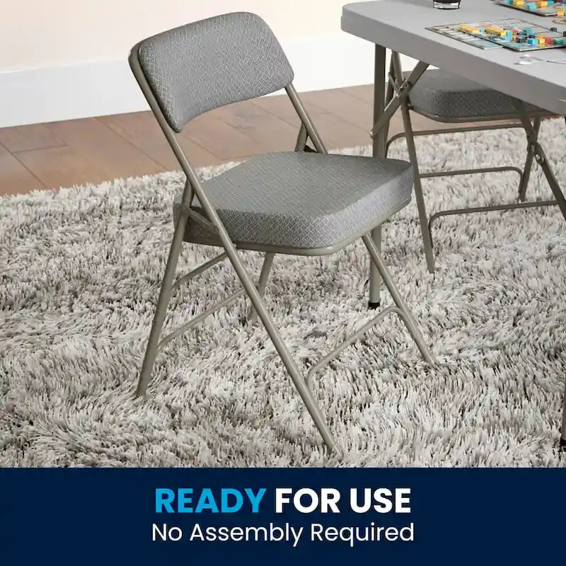 2 Pack Curved Triple Braced & Double Hinged Upholstered Metal Folding Chair