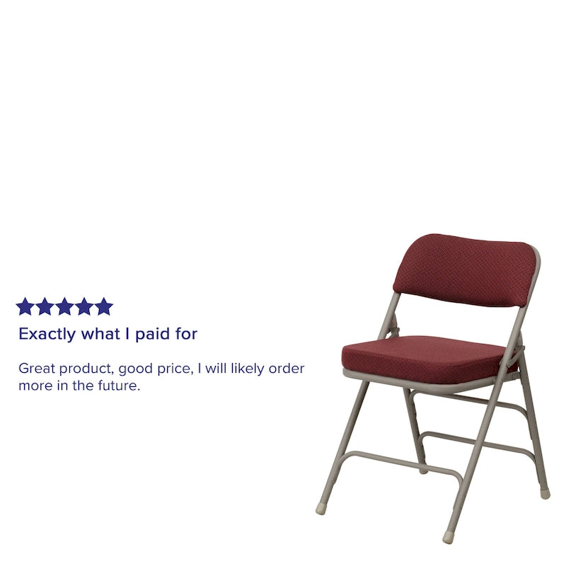 2 Pack Curved Triple Braced & Double Hinged Upholstered Metal Folding Chair