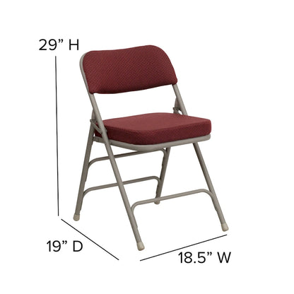 2 Pack Curved Triple Braced & Double Hinged Upholstered Metal Folding Chair