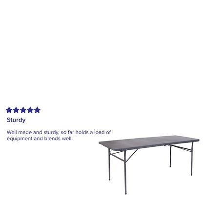 30W x 72L Bi-Fold Plastic Banquet and Event Folding Table with Carrying Handle - 72D x 30W x 29H
