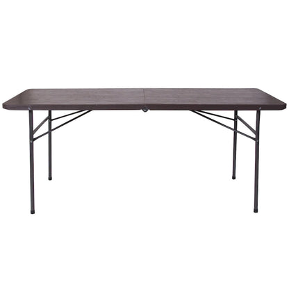 30W x 72L Bi-Fold Plastic Banquet and Event Folding Table with Carrying Handle - 72D x 30W x 29H