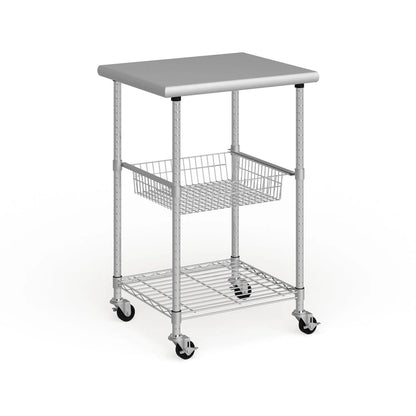 Porch & Den Allerton Stainless Steel Kitchen Work Table Cart