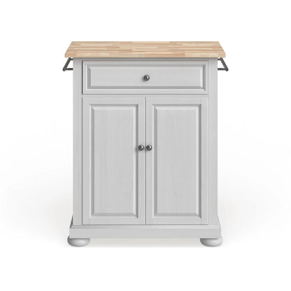 Crosley Alexandria Wood Top Portable Kitchen Island in White Finish - 18d x 31w x 33.5h