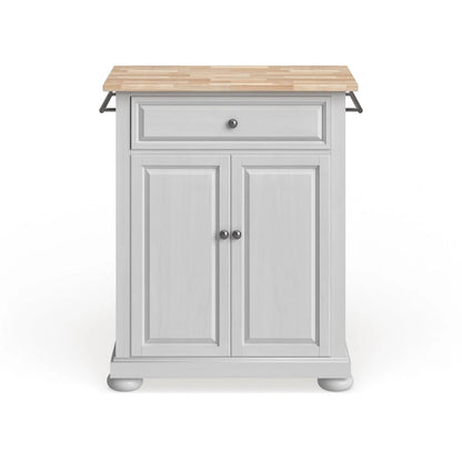 Crosley Alexandria Wood Top Portable Kitchen Island in White Finish - 18d x 31w x 33.5h