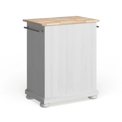 Crosley Alexandria Wood Top Portable Kitchen Island in White Finish - 18d x 31w x 33.5h