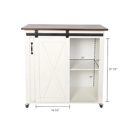 SEI Furniture Lankershim Modern Farmhouse White Wood Kitchen Cart