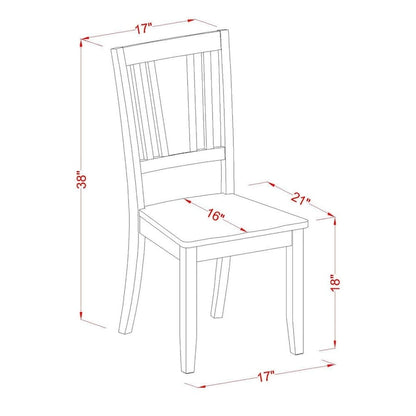 East West Furniture Dudley Dining Room Chairs - Slat Back Chairs, Set of 2, Mahogany (Seat Options)