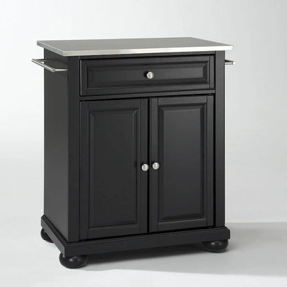 Crosley Alexandria Black Stainless Steel Top Portable Kitchen Island - 18d x 31w x 35.5h