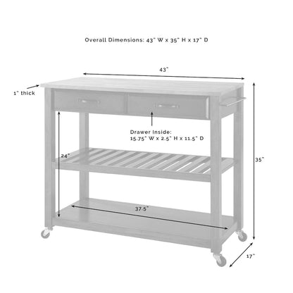 Crosley Full Size Granite Top Kitchen Prep Cart - 43W x 17D x 35H
