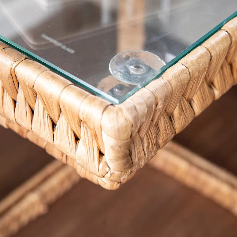 SEI Furniture Ivyside Coastal Natural Woven Fiber Glass End Nesting C Tables
