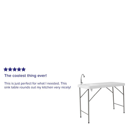 4-Foot Portable Fish Cleaning Table / Outdoor Camping Table and Sink